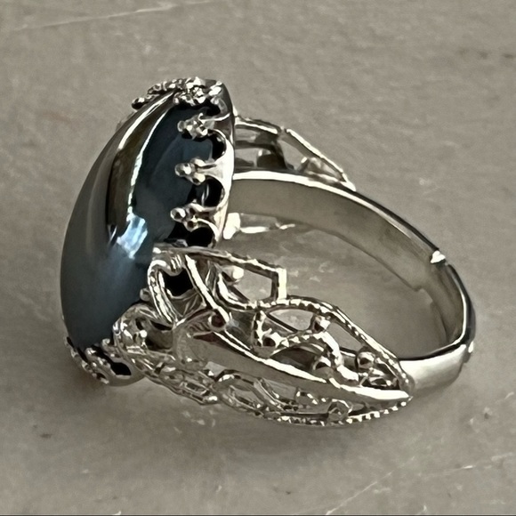 VINTAGE 1950s Faux gemstone & silver Ring JUDY LEE Label NEVER WORN Adjustable - Picture 11 of 16